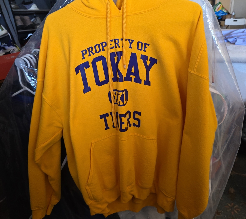 Gildan Yellow 'TOKAY' Pullover Hoodie with Navy Graphic